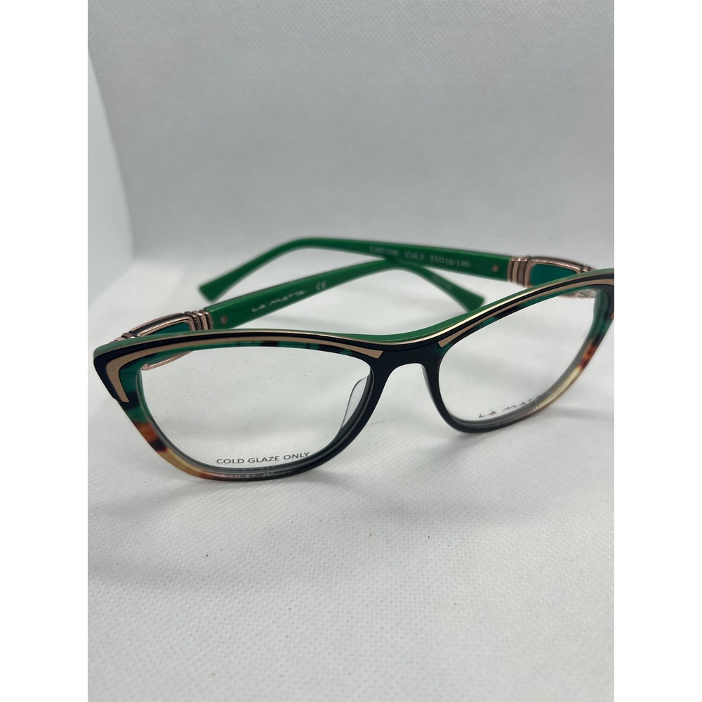 La Matta LM3304‎ Green Tortoise Cat Eye Eyeglass Frames Women 53-16-140 Italy